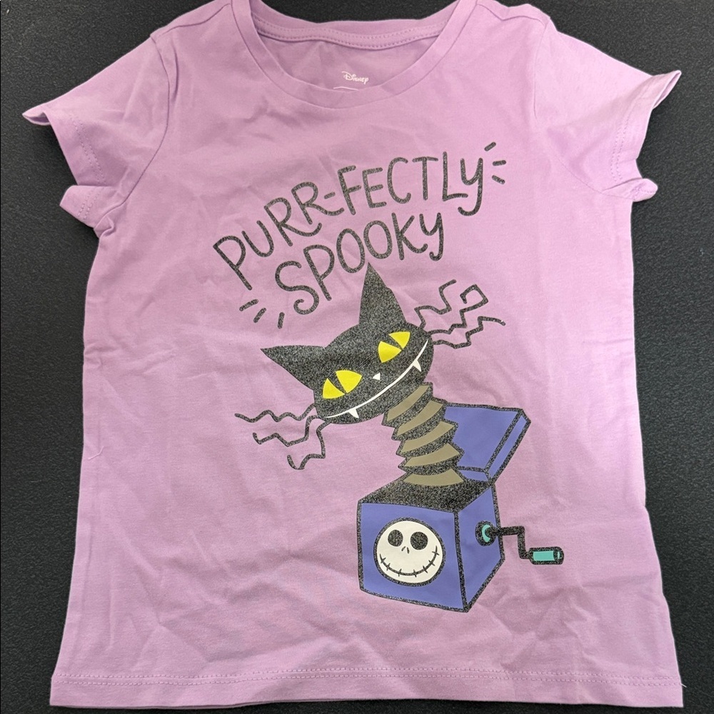 Disney Lilac 'Purr-fectly Spooky' Short Sleeve Tee with Yellow & Purple Graphic